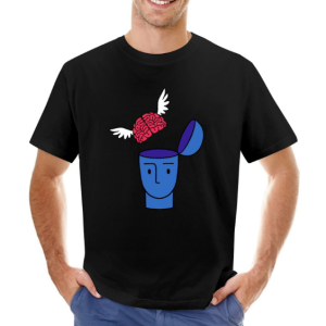 (Blue Robot)3d Printing Short Sleeve Retro Style Men's Clothing Anime Short Sleeve