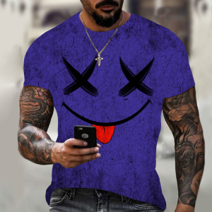 T-shirt Hip-hop Series Digital 3D Printing Men's Street Short-sleeved(purple) T-shirt Hip-hop Series Digital 3D Printing Men's Street Short-sleeved(purple)