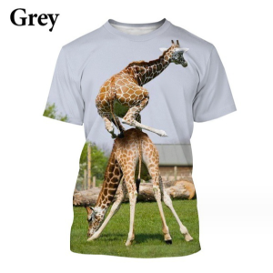 (Grey Cartoon Giraffes)3D Printing Men’s Street Short-sleeved Sports Oversize T- shirt