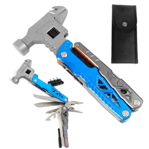 Outdoor Camping Survival Wrench Hammer Metal Stainless Steel Multi Function Folding Mace Pliers Tool Customized Pouch