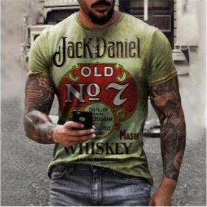 3D Digital T-shirt Printed with James Irish Whiskey 3D Short Sleeve (Light Green Short Sleeve)