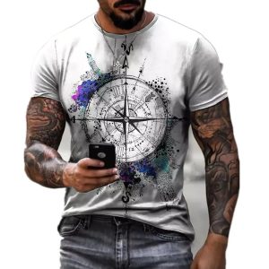 Boat Anchor Print Men's T Shirt Fashion Summer O-Neck Short Sleeve Casual Loose T-Shirt