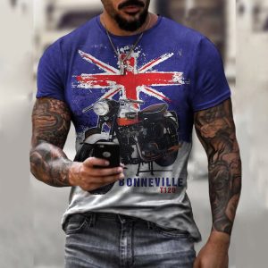 European and American Foreign Trade New Motorcycle Short Sleeve British Flag Printing Loose
