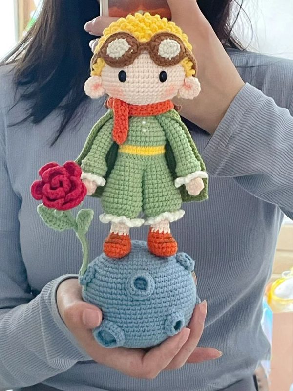 Little prince and his rose woven DIY material bag wool hook needle cute doll handmade handmade gift