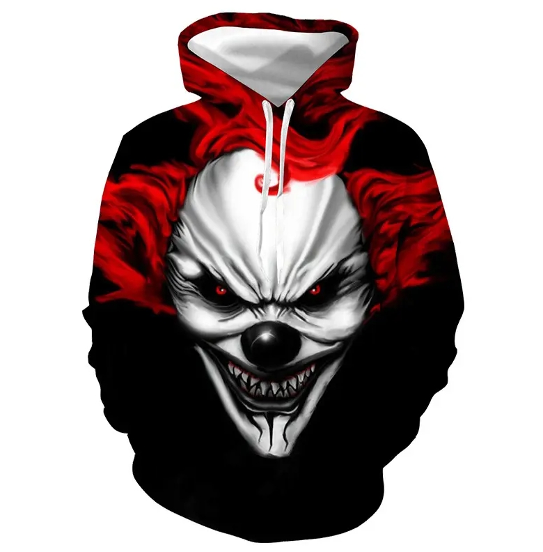 Halloween sweatshirts thriller joker clown printing loose hoodies men