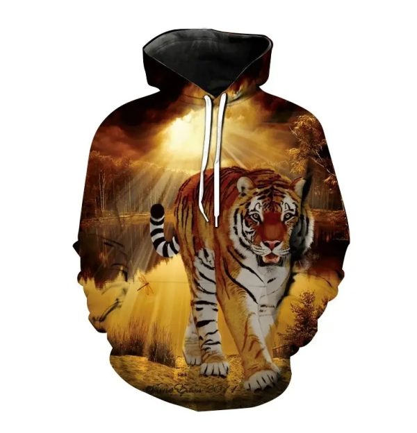 (Tiger Pattern)Men Clothing Fashion Clothing Sweatshirts Hoodies Pullover Clothes For Men