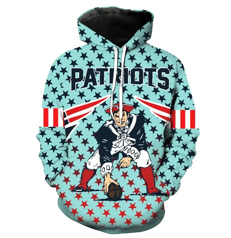 American Football Pattern Novelty Hoodies for Men Graphic Pullover Hooded Sweatshirt Breathable Fabric Cotton Men's Wear Hoodie