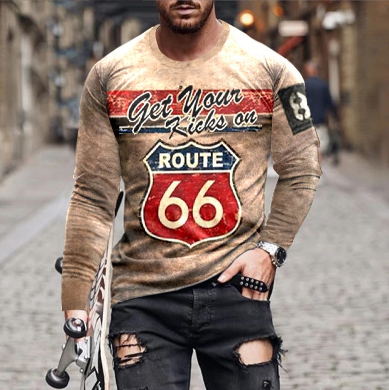 High Quality Sublimation Long Sleeve Digital 3d T Shirt Printed For Men Crew Neck Tshirts