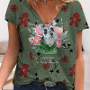 314 V-neck 3D Printing Tshirts For Women Girls Summer Short Sleeve(Cute Dog)