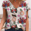 V-neck 3D Printing Tshirts For Women Girls Summer Short Sleeve(Cute Cute) V-neck 3D Printing Tshirts For Women Girls Summer Short Sleeve(Cute Cute)