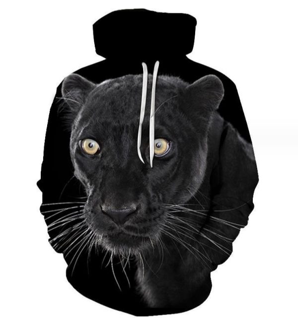 (Black Leopard 3D Printing)Hoodie Sweatshirt Men Women Pullover Hoody Tops Casual Sportswear Tops