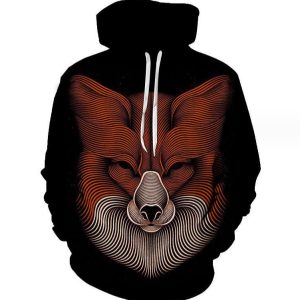 3D printing hoodie all over printing design 3d hoodies(fox)