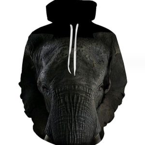3D Printed Hoodies for Men High Quality Oversize Pullover Elephant Head
