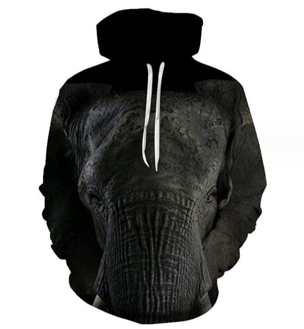 3D Printed Hoodies for Men High Quality Oversize Pullover Elephant Head