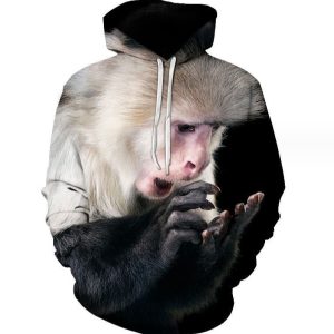 3D Printed Hoodies for Men High Quality Oversize Pullover Monkey
