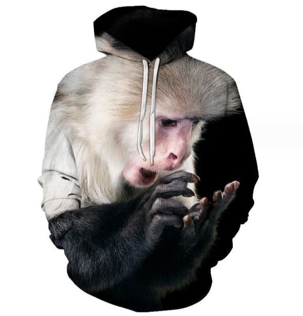 3D Printed Hoodies for Men High Quality Oversize Pullover Monkey