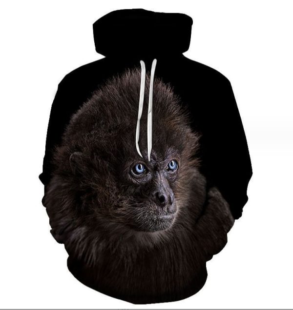 3D Printed Hoodies for Men High Quality Oversize Pullover Chimpanzee