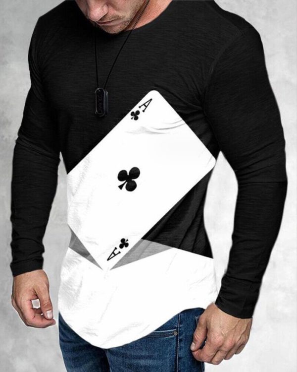 Cheap Men’s 3D Digital Black Plum A Printing Long Sleeve Party Casual Social Shirt Top