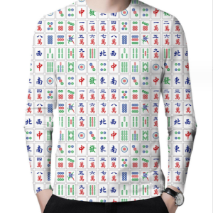53 Cheap Men’s 3D Digital Mahjong Printing Long Sleeve Party Casual Social Shirt Top