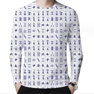 55 Cheap Men’s 3D Digital Mahjong Printing Long Sleeve Party Casual Social Shirt Top