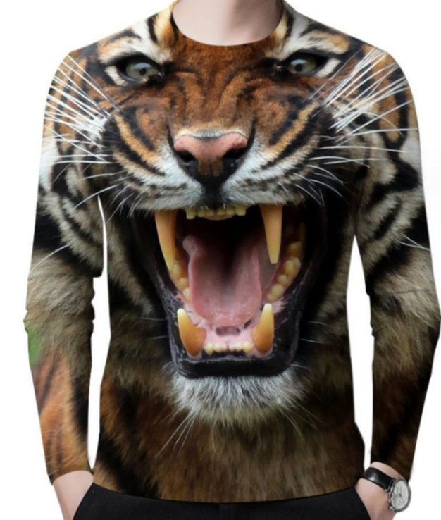 Animal Tiger T-shirt European and American Fashion Top 3D Digital Print Men's and Women's Casual Round Neck Short Sleeve T-shirt