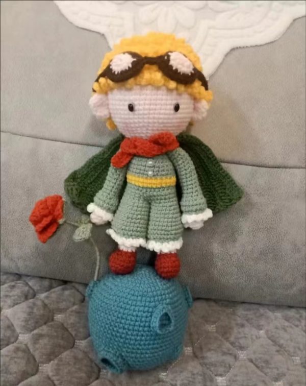 Little prince and his rose woven DIY material bag wool hook needle cute doll handmade handmade gift