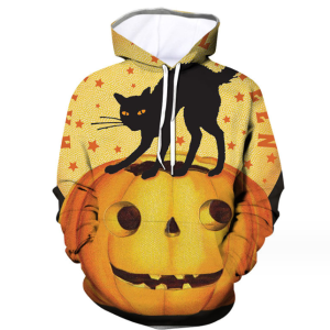 3D Printed Hoodies Top Best Selling Latest Style Men's Pullover Hoodies Attractive Looking Hoodies(Halloween Pumpkin)
