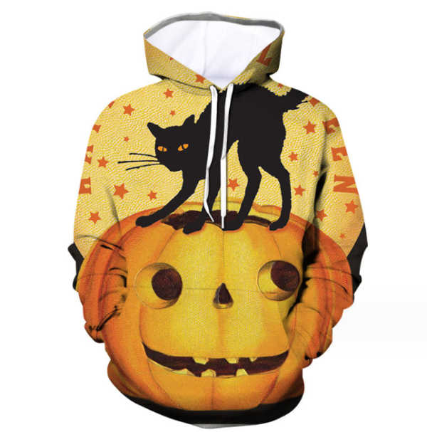 3D Printed Hoodies Top Best Selling Latest Style Men's Pullover Hoodies Attractive Looking Hoodies(Halloween Pumpkin)
