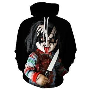 3d Printing Men Hoodie 3D Printing Oversized Hoodie Men Sweatshirt Unisex(Black Color Horror Boy)