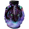 406 (Purple Tiger)Hoodie Pullover Sweatshirt Cartoon Anime Hoodie for men and women