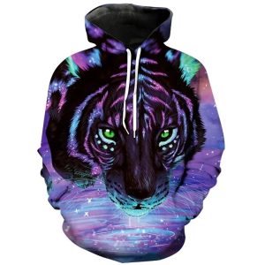 (Purple Tiger)Hoodie Pullover Sweatshirt Cartoon Anime Hoodie for men and women