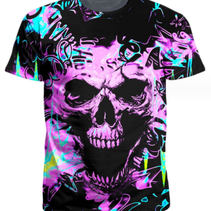 3D Printed Skull head T-shirt Men's Polyester Quick Drying Short Sleeve