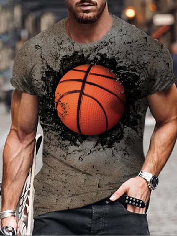 (Basketball)Breathable 3D Printing Foreign Trade Men's Personalized Short Sleeve Round Neck T-shirt