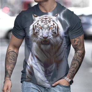Casual Round Neck Tshirt Custom Graphic Print Skull T Shirt Men