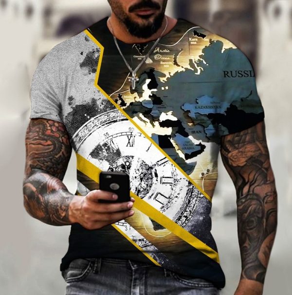 467 Casual Round Neck Short Sleeve Custom Graphic Print Skull T Shirt Men