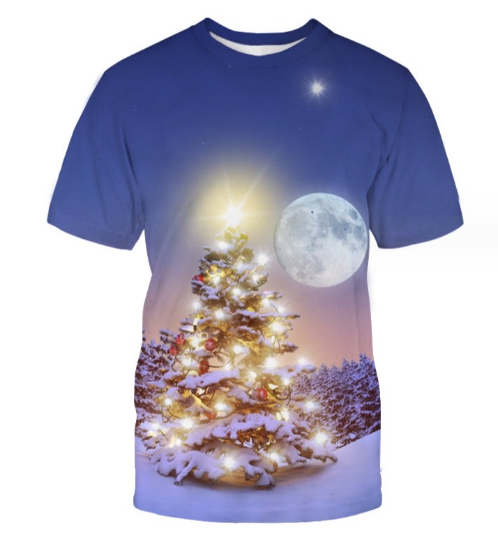 Christmas Tree Printed Pattern Men's Short Sleeve 3D Graphic T Shirt For Men's Wear