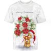 (White)Christmas flowers Shirt Round neck Graphic Shirts 3d Sublimation T Shirt Unisex Printed Oversized T-shirt