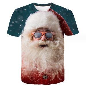 Unisex Santa Claus Short Sleeve T-shirts Men Fashion 3d Print Celebrate The Holidays T-shirt