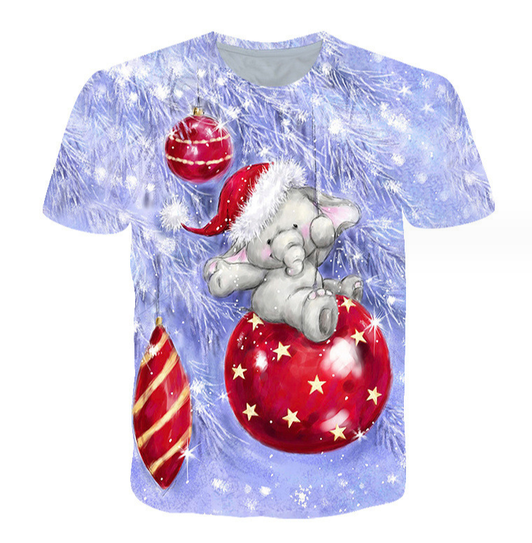 christmas t-shirt men's 3d printing short sleeve casual running t-shirt