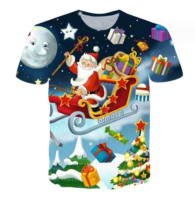 Christmas T-shirts 3d Printing Cartoon Father Christmas Top Tees Oversized