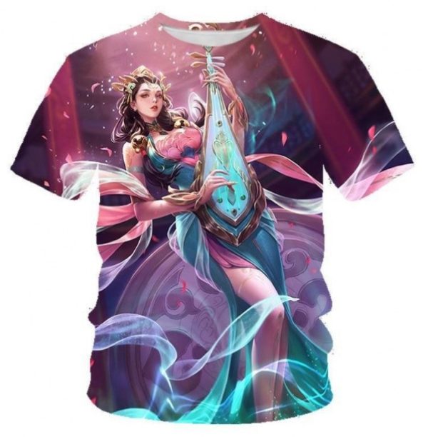 Women's T-shirt 3d Printing Summer Trend Gentleman Tshirt Style Design Short Sleeve(Pipa Beauty)