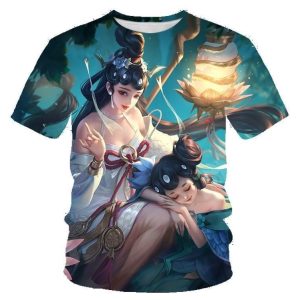 Women's T-shirt 3d Printing Summer Trend Gentleman Tshirt Style Design Short Sleeve(Two Girl)
