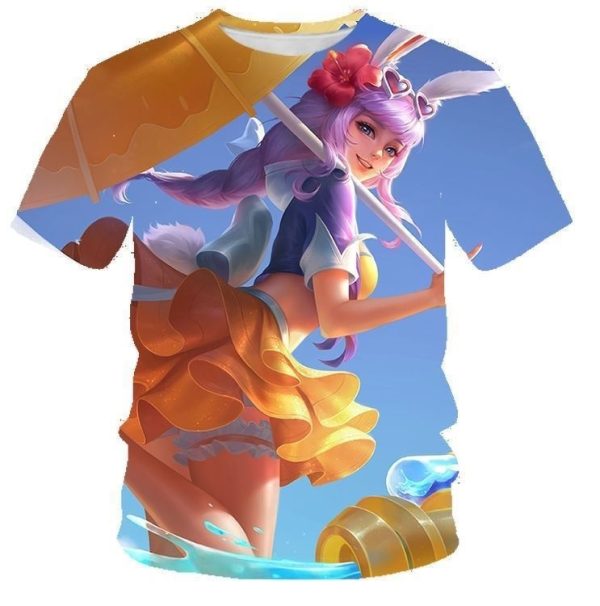 Women's T-shirt 3d Printing Summer Trend Gentleman Tshirt Style Design Short Sleeve(Cartoon Girl)