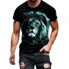 Street Hip-hop Anime Girl Funny Male T-shirt Short Sleeve 3d Printing Cartoon Painting(Green Lion)