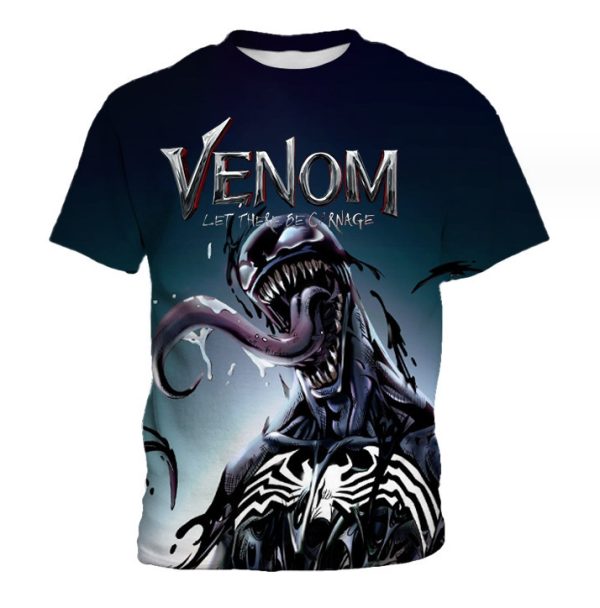 601 Venom 3D Printed Design O-NeckT Shirt For Men High Quality Polyester(Dark Blue)