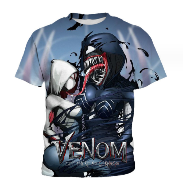 602 Venom 3D Printed Design O-NeckT Shirt For Men High Quality Polyester(Blue)