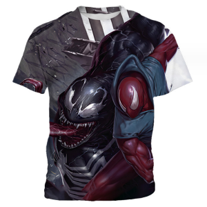 3D Printing Tees Graphic T Shirts Men Tops Fashionable Men's T-shirt(Dark Grey Venom)
