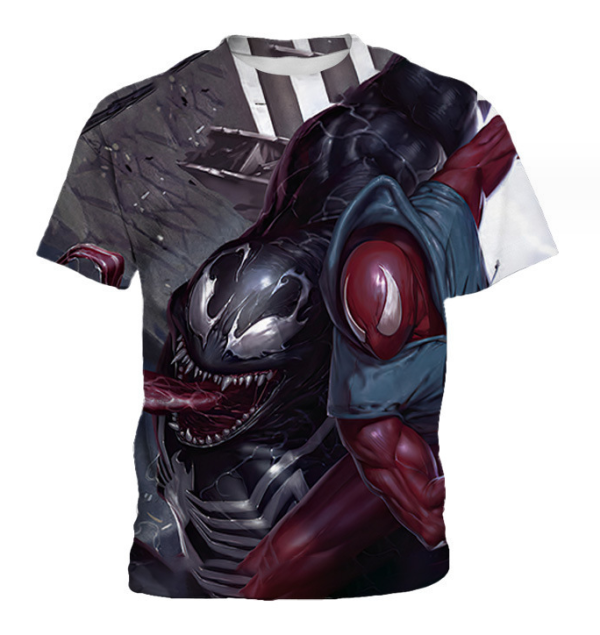 3D Printing Tees Graphic T Shirts Men Tops Fashionable Men's T-shirt(Dark Grey Venom)