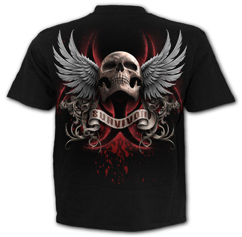 Digital printing Printed T Shirt Men's Short Sleeve Casual Round Neck T-shirt(Wing Skull Graphic)