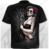 3D Skull T-shirt Men's Casual T-shirt Summer 3D Printing Round Neck Cool Shirt(Black Girl)